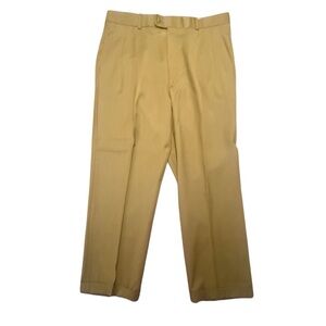 Greg Peters Men's Khaki Brown 100% Wool Dress Trousers Size 36